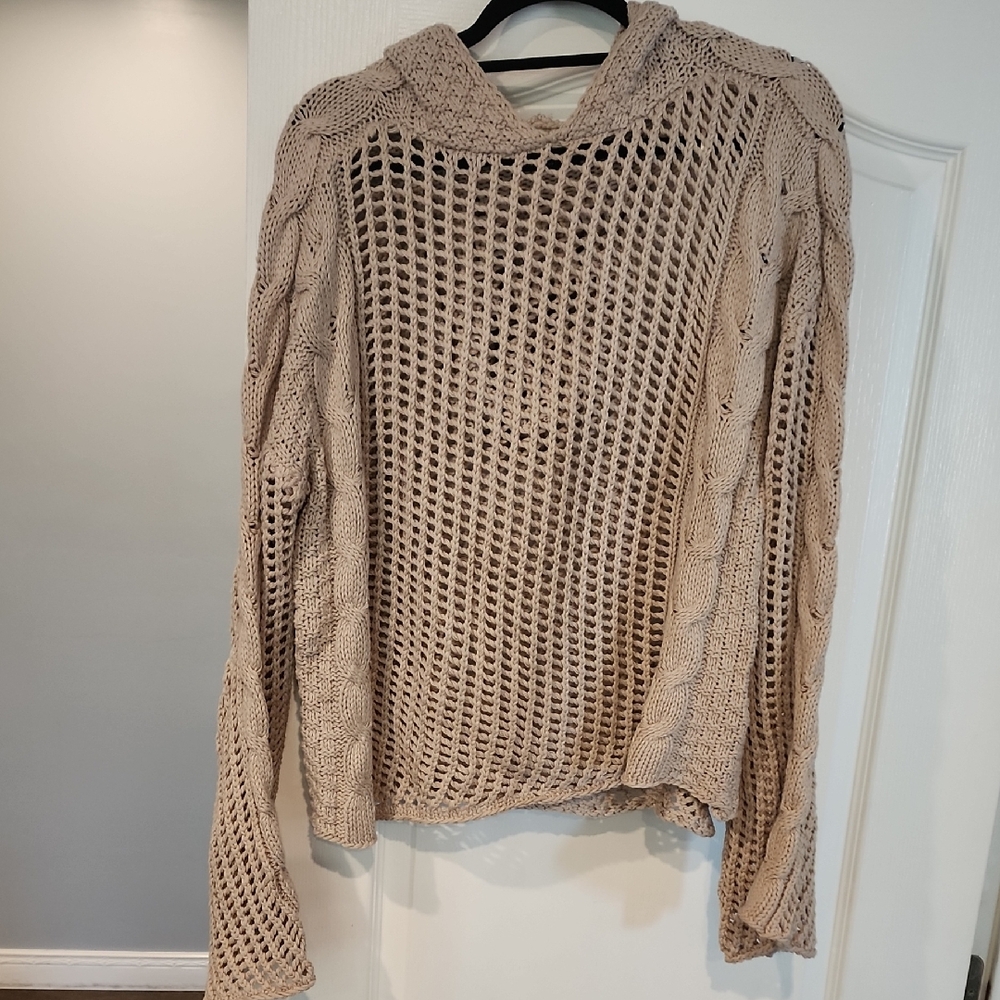 Elegant Beige Cable Knit Women's Sweater